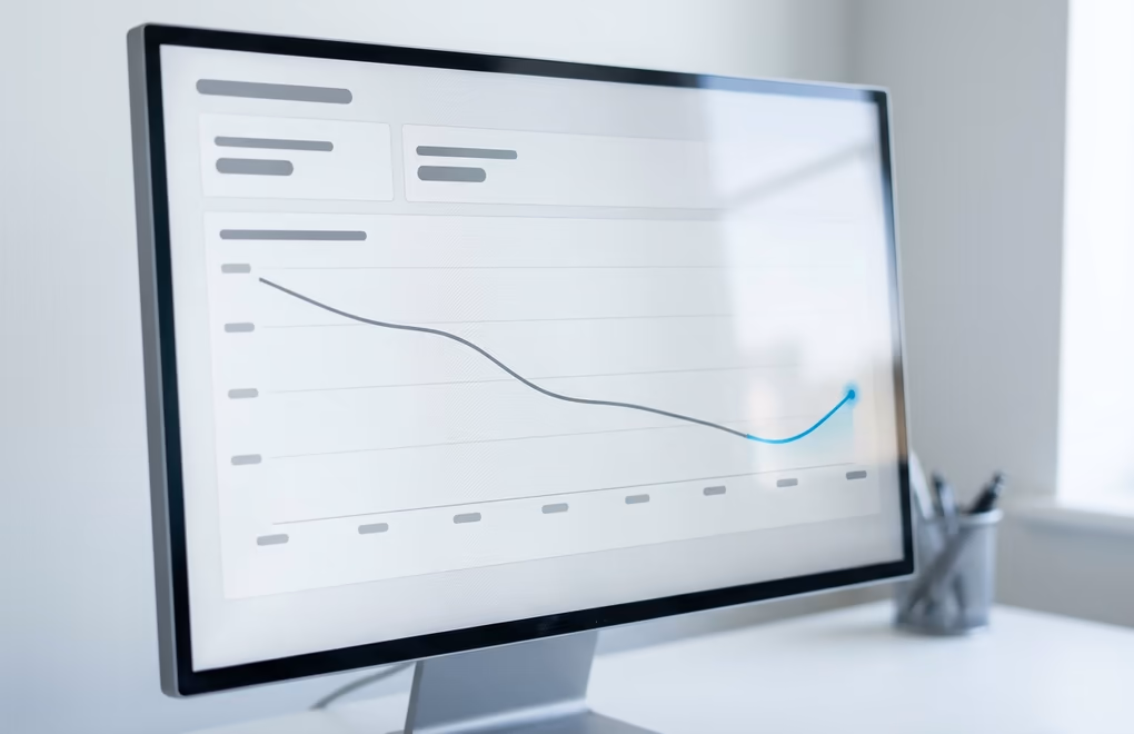 A dashboard showing email reply and open rates trending over several years
