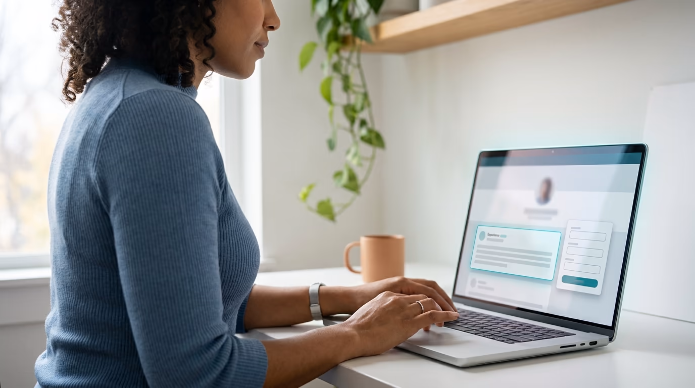 Adding a promotion to a LinkedIn profile from the experience section on a laptop