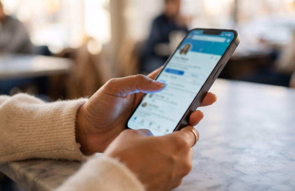 A smartphone showing the contact info screen of a profile in the LinkedIn app