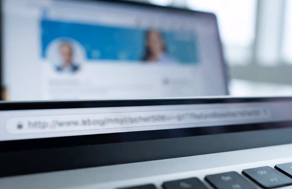 A browser address bar showing a profile link next to a cleaner custom version