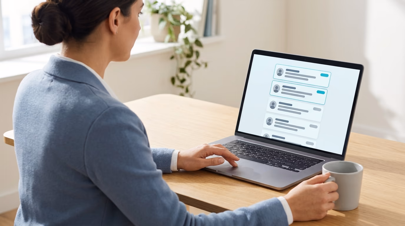 How to find decision makers on LinkedIn: a seller reviewing a ranked shortlist of target buyers on a laptop