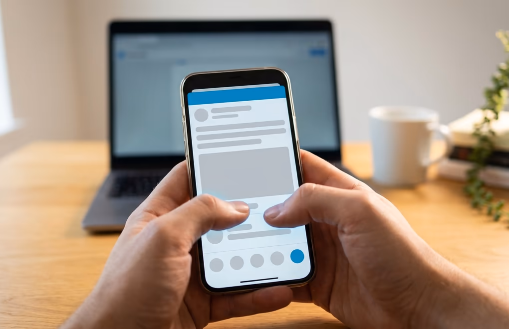 A LinkedIn post being composed on a phone to attract the right clients