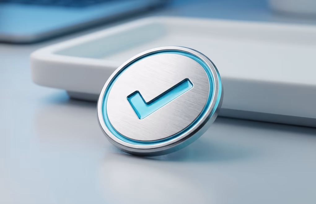 A verified checkmark badge shown beside a professional's name