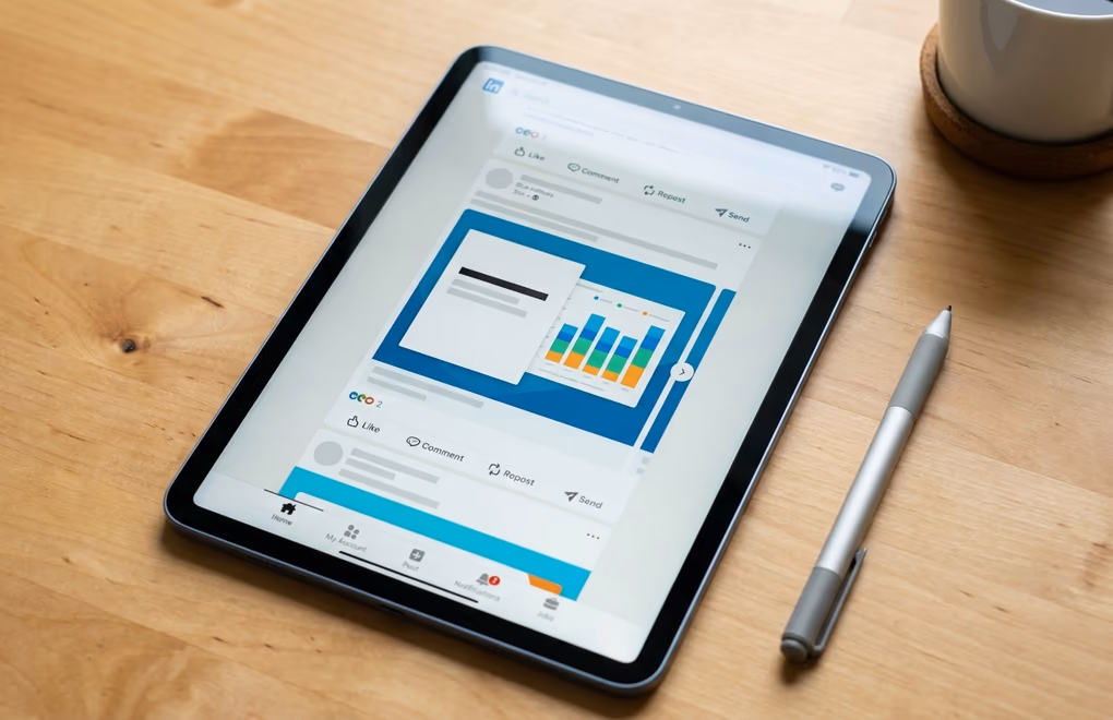 LinkedIn carousel post engagement with swipeable slides