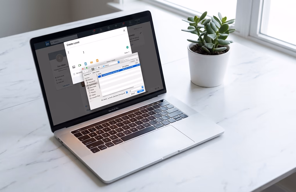 Uploading a carousel document on LinkedIn desktop interface