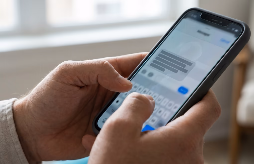 A short personalized connection note drafted to a prospect on a phone