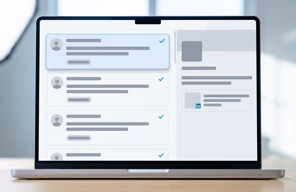 An agent inbox showing qualified leads, each tagged with the LinkedIn post that surfaced them