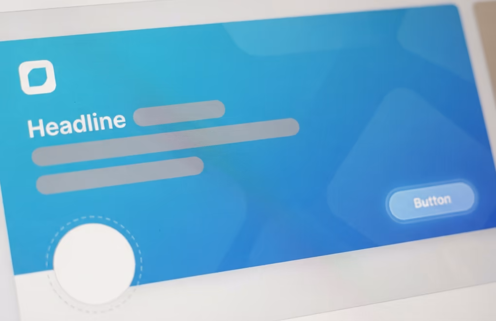 Banner layout with a short tagline, a logo, and a call to action arranged around the profile photo area
