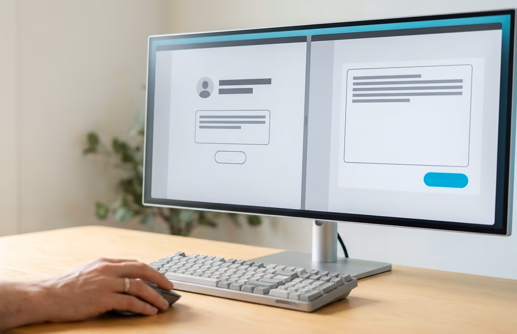 A LinkedIn connection request note next to a direct message box on screen