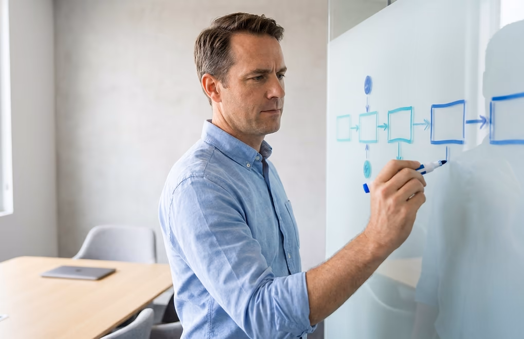 A rep mapping audience, channels, timing, and messaging to build an outreach sequence