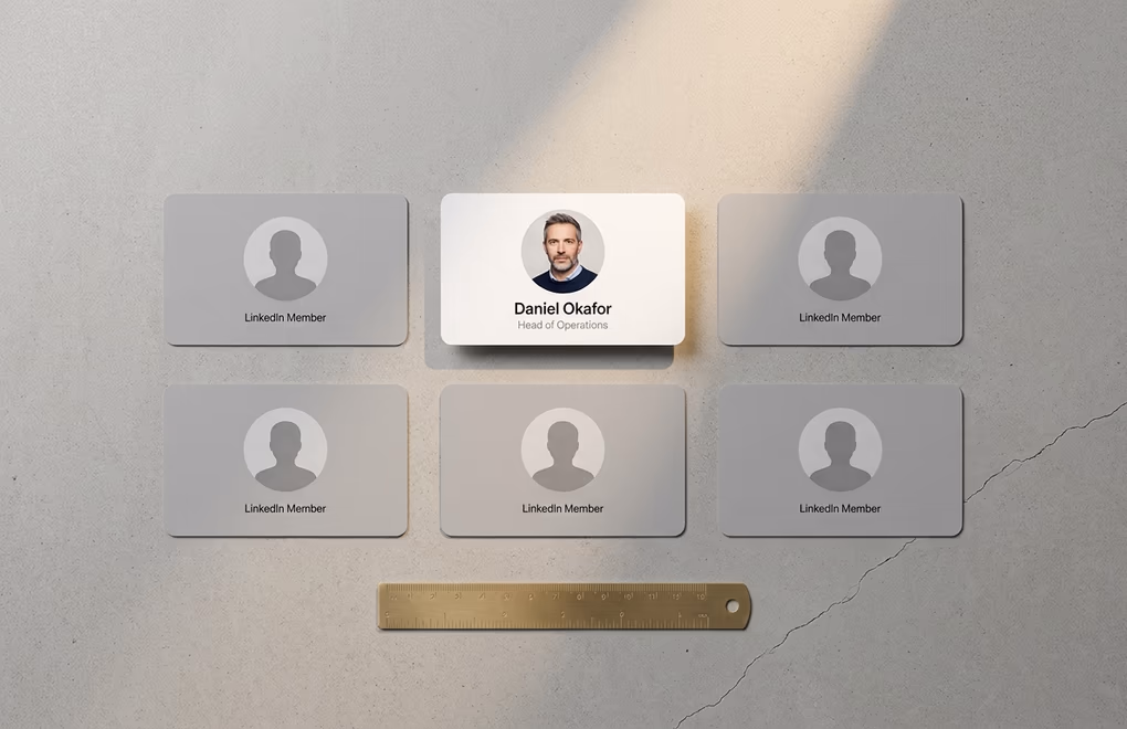 Row of blurred silhouette cards beside one clearly identified visitor, showing hidden browsing